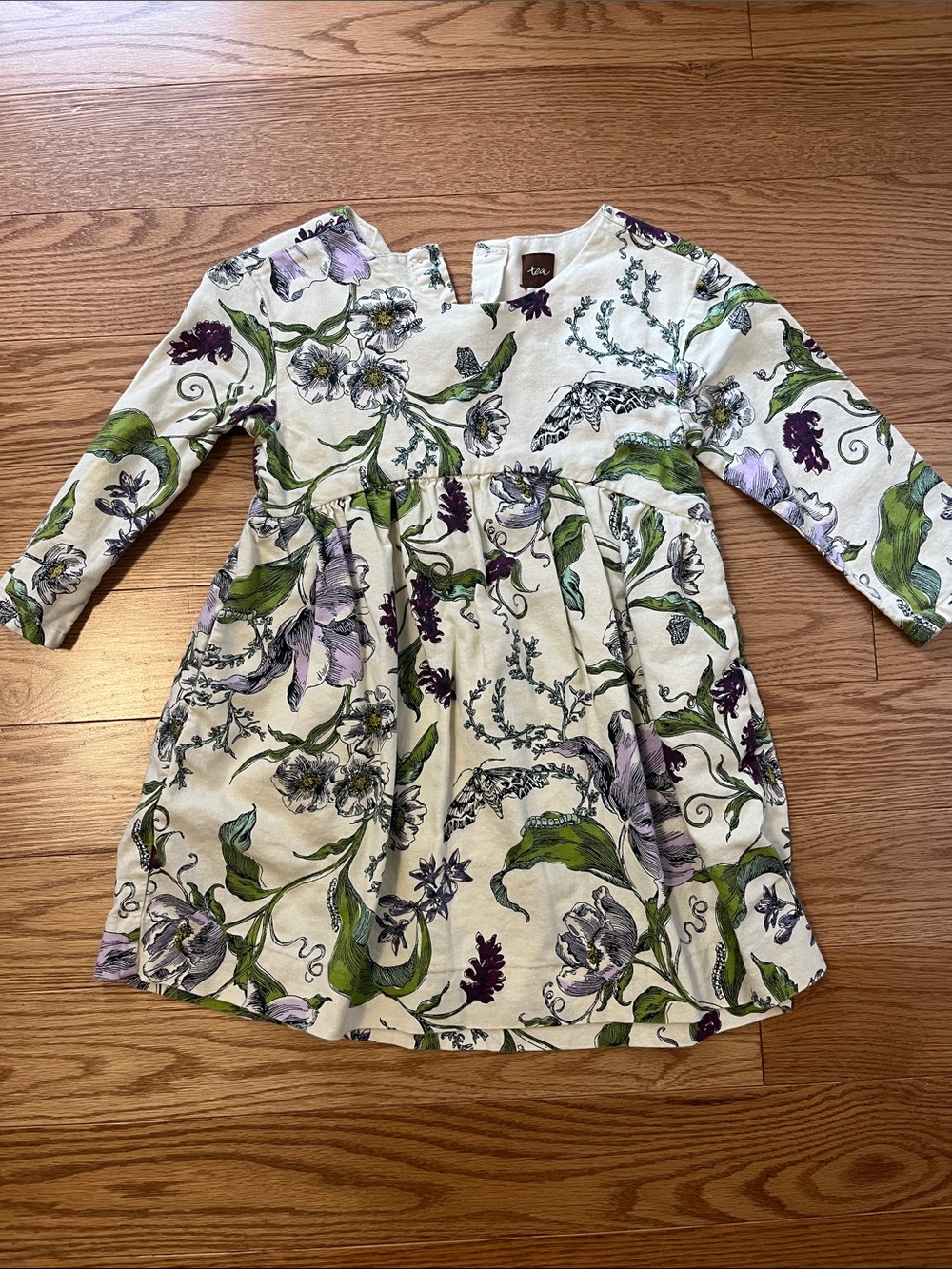 Tea Collection Cream Floral Long-Sleeve Girls' Dress